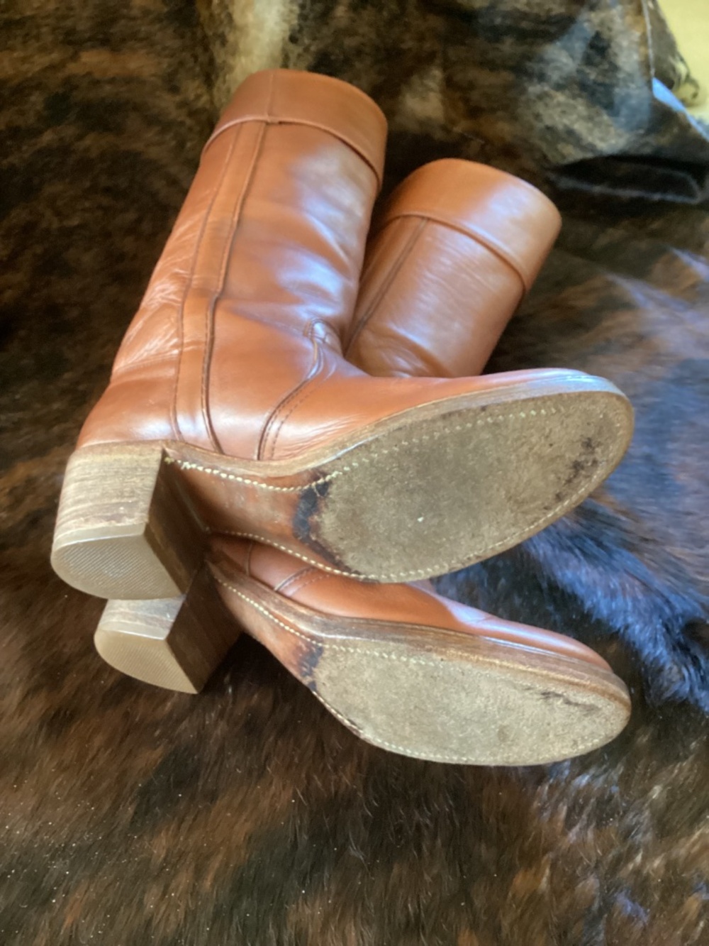 Beautiful Rare Vintage Frye Campus Fold Over Reddish Brown Tall Leather Boots🌺 - Picture 10 of 15
